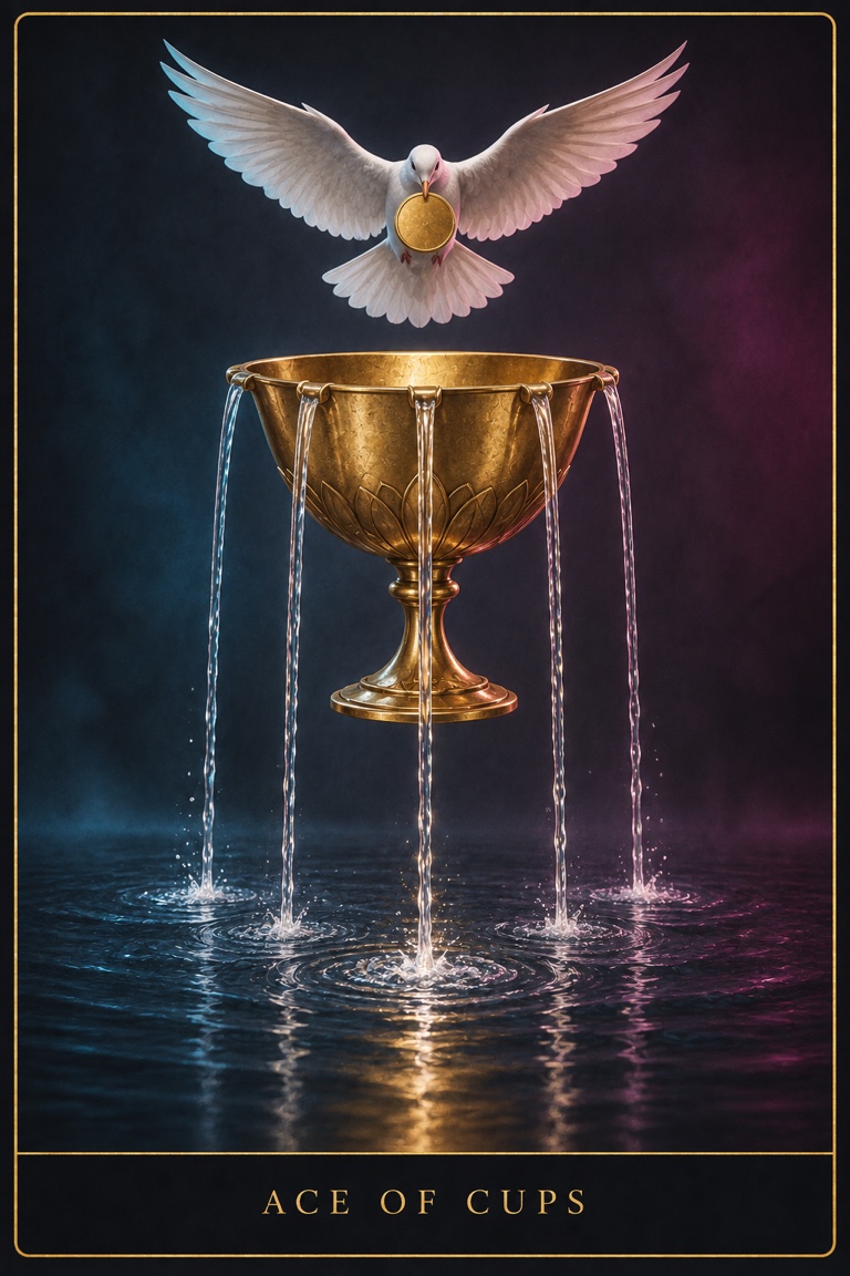 Ace of Cups tarot card from the Love by Koko deck
