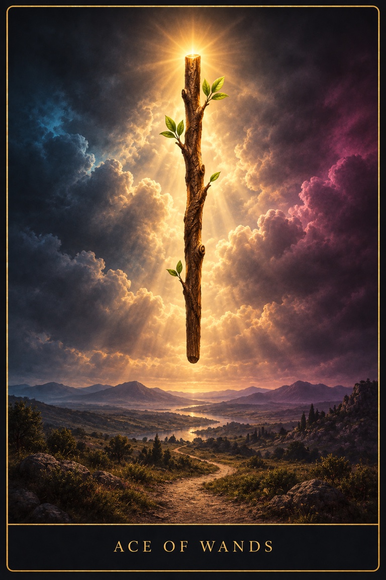 Ace of Wands tarot card from the Love by Koko deck