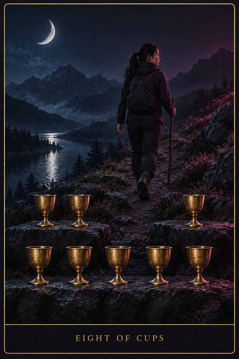 Eight of Cups tarot card from the Love by Koko deck