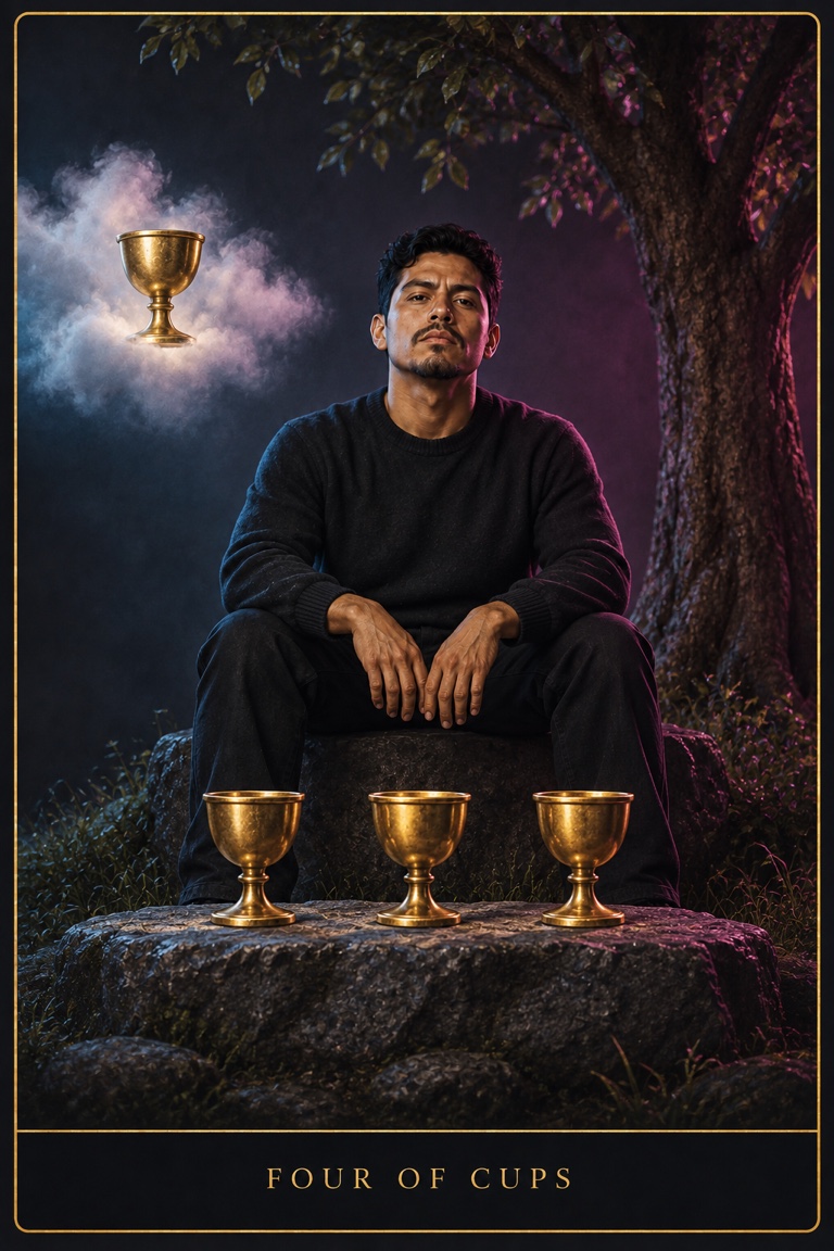 Four of Cups tarot card from the Love by Koko deck