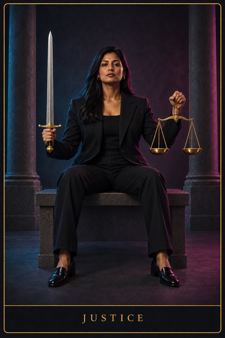 Justice tarot card from the Love by Koko deck