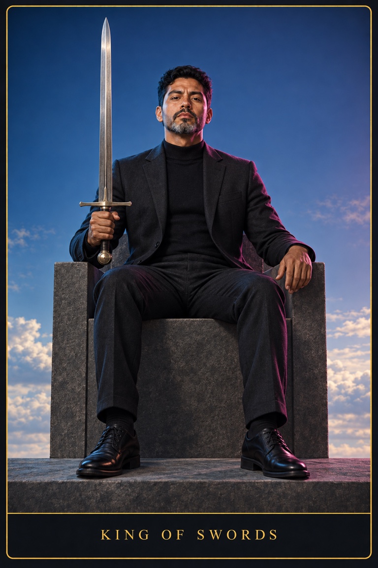 King of Swords tarot card from the Love by Koko deck