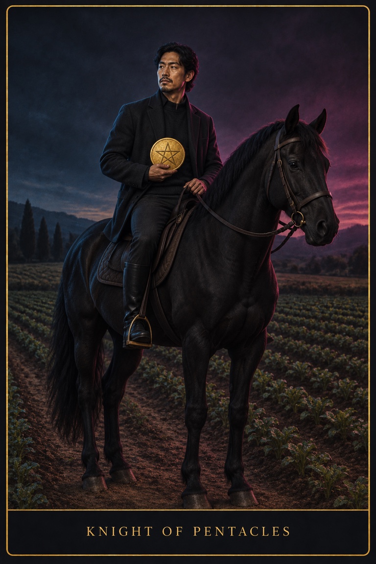 Knight of Pentacles tarot card from the Love by Koko deck