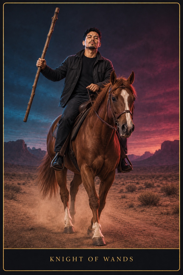 Knight of Wands tarot card from the Love by Koko deck