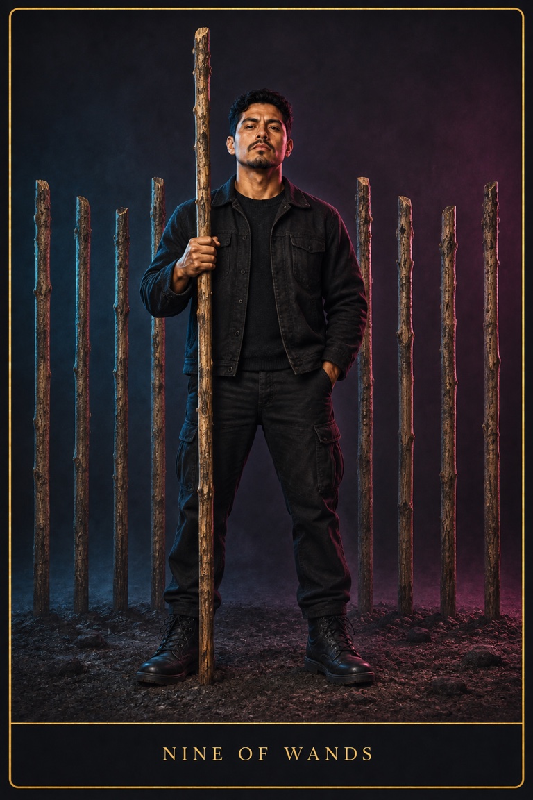 Nine of Wands tarot card from the Love by Koko deck