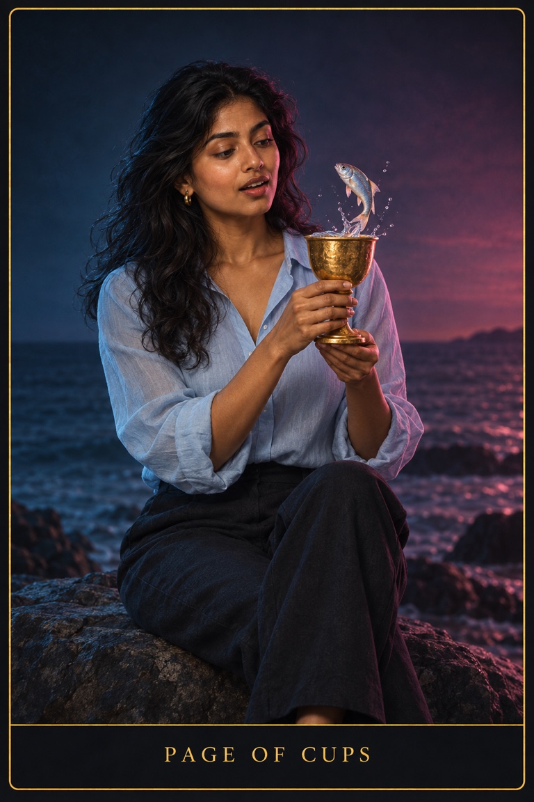 Page of Cups tarot card from the Love by Koko deck