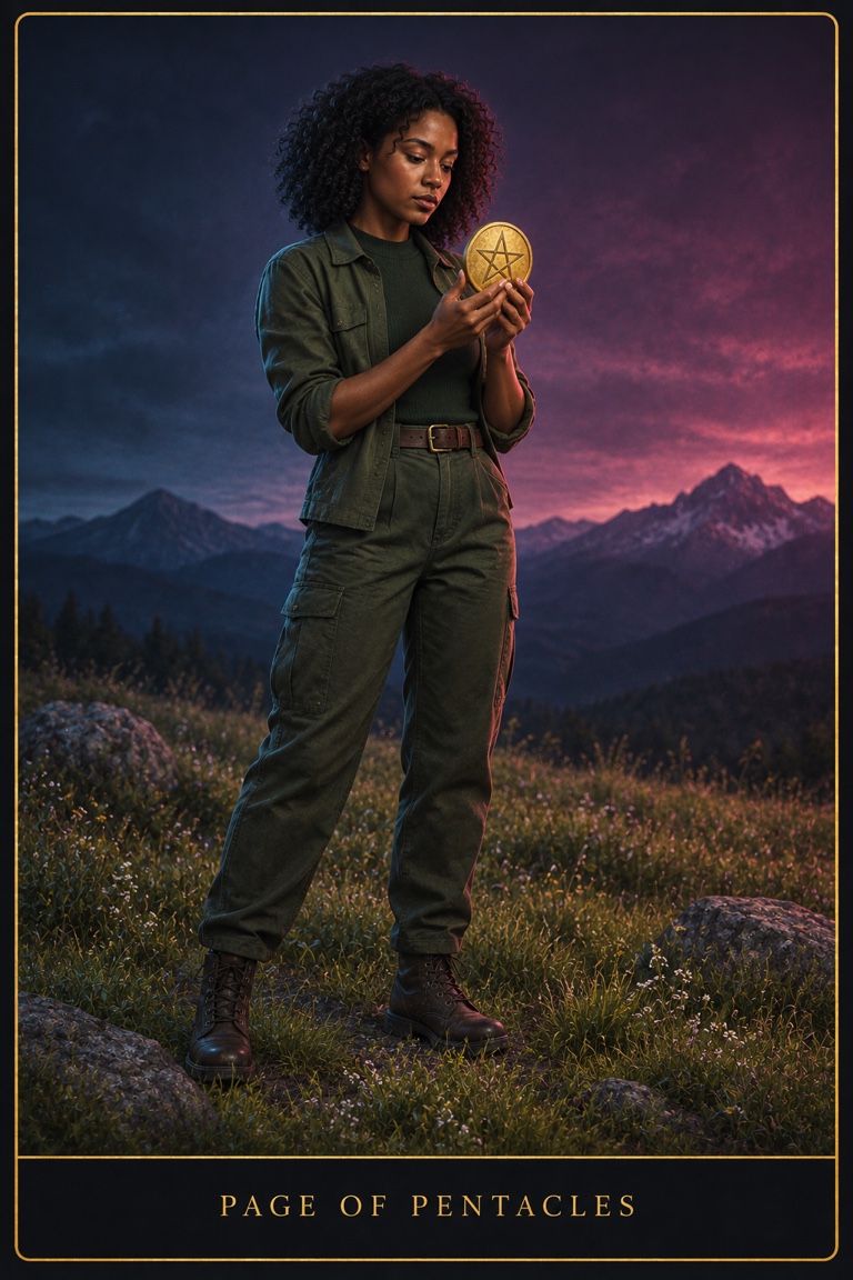 Page of Pentacles tarot card from the Love by Koko deck