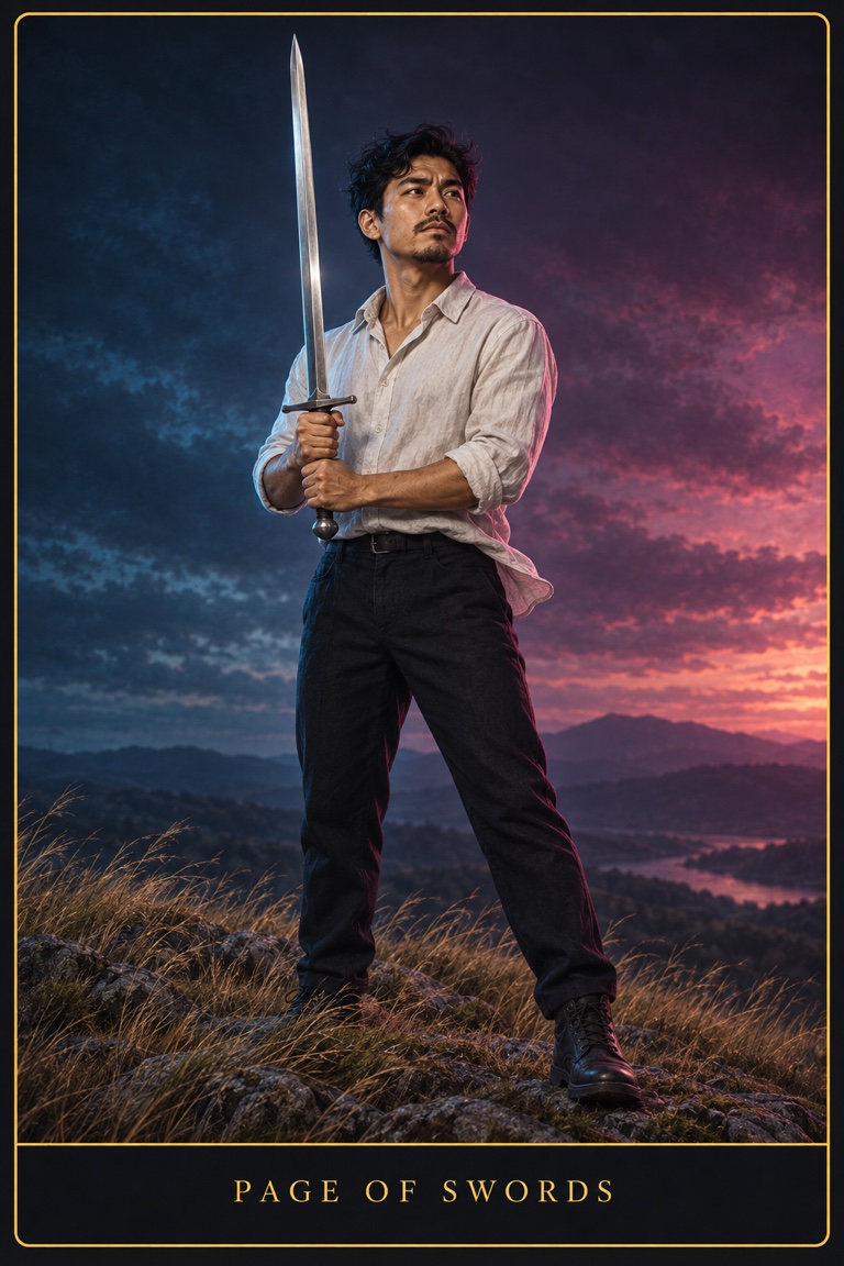 Page of Swords tarot card from the Love by Koko deck