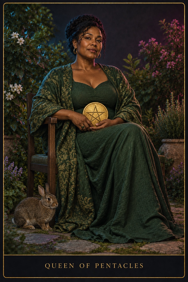 Queen of Pentacles tarot card from the Love by Koko deck