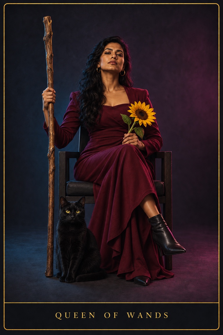 Queen of Wands tarot card from the Love by Koko deck