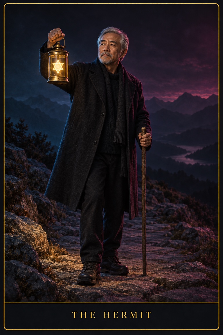 The Hermit tarot card from the Love by Koko deck